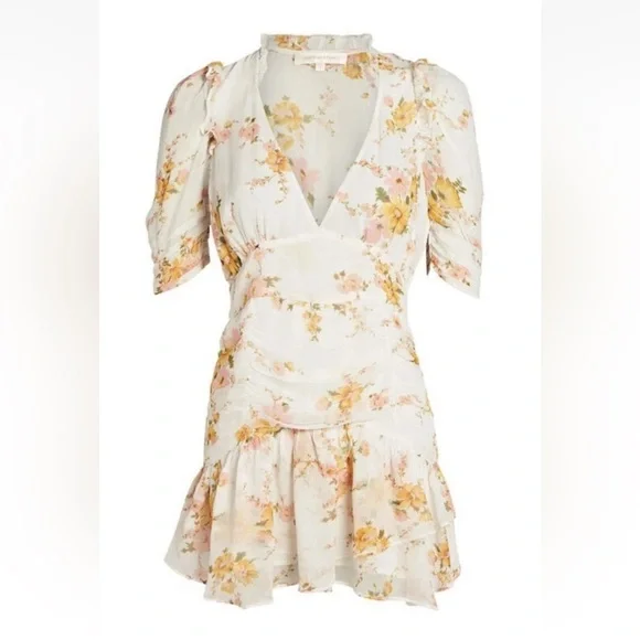 Loveshackfancy Arlo Mini Dress Sunshine Yellow Silk Size US 2 / XS - Picture 2 of 5